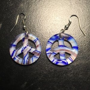 Glass Peace Sign Earrings
